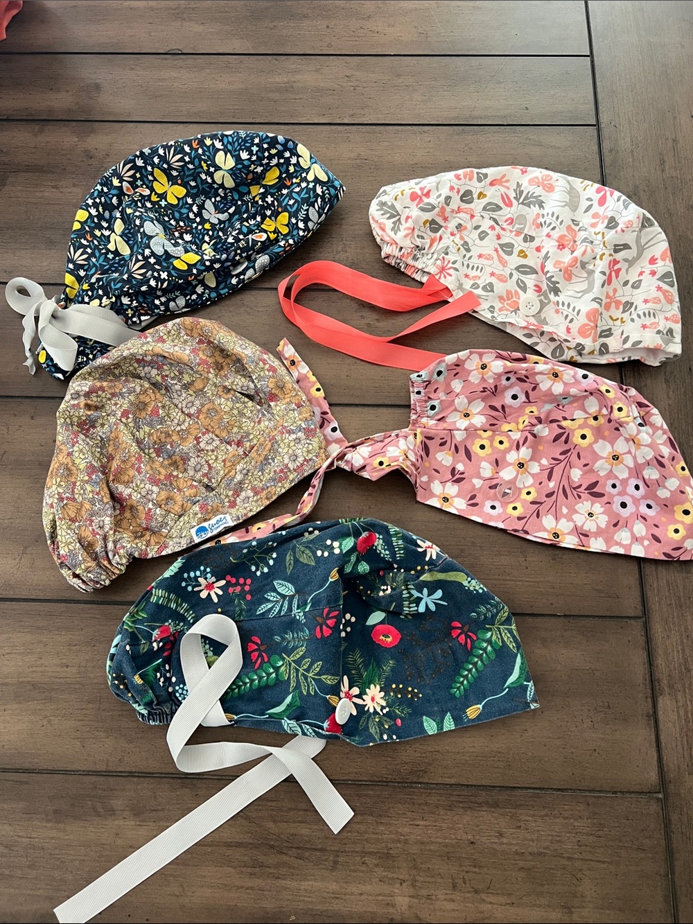 Floral Cotton Tie-Back Scrub Caps - Assorted Colors